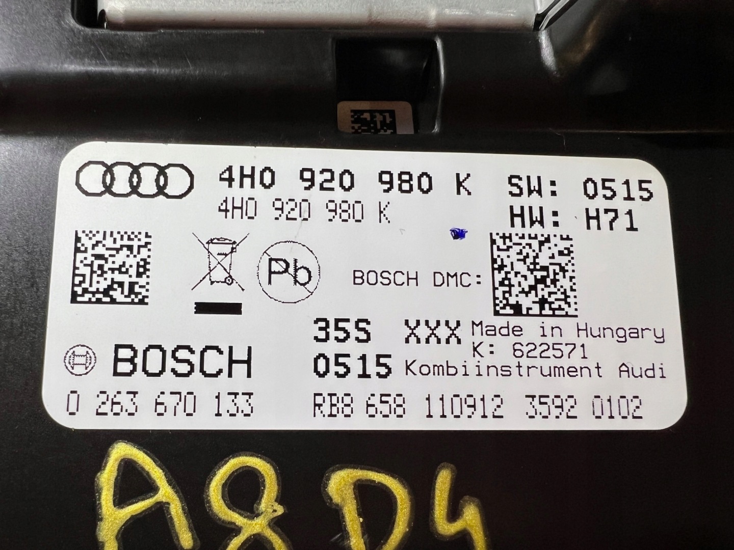 AUDI A8 D4 TFSI dials dials 4H0920980K USA