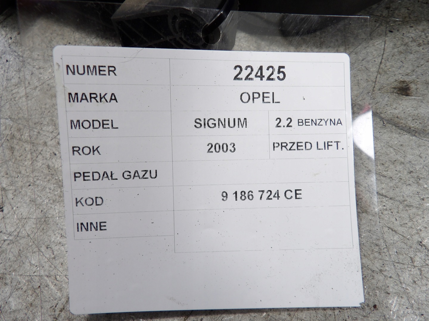 Opel Signum Gaspedal 2,2B