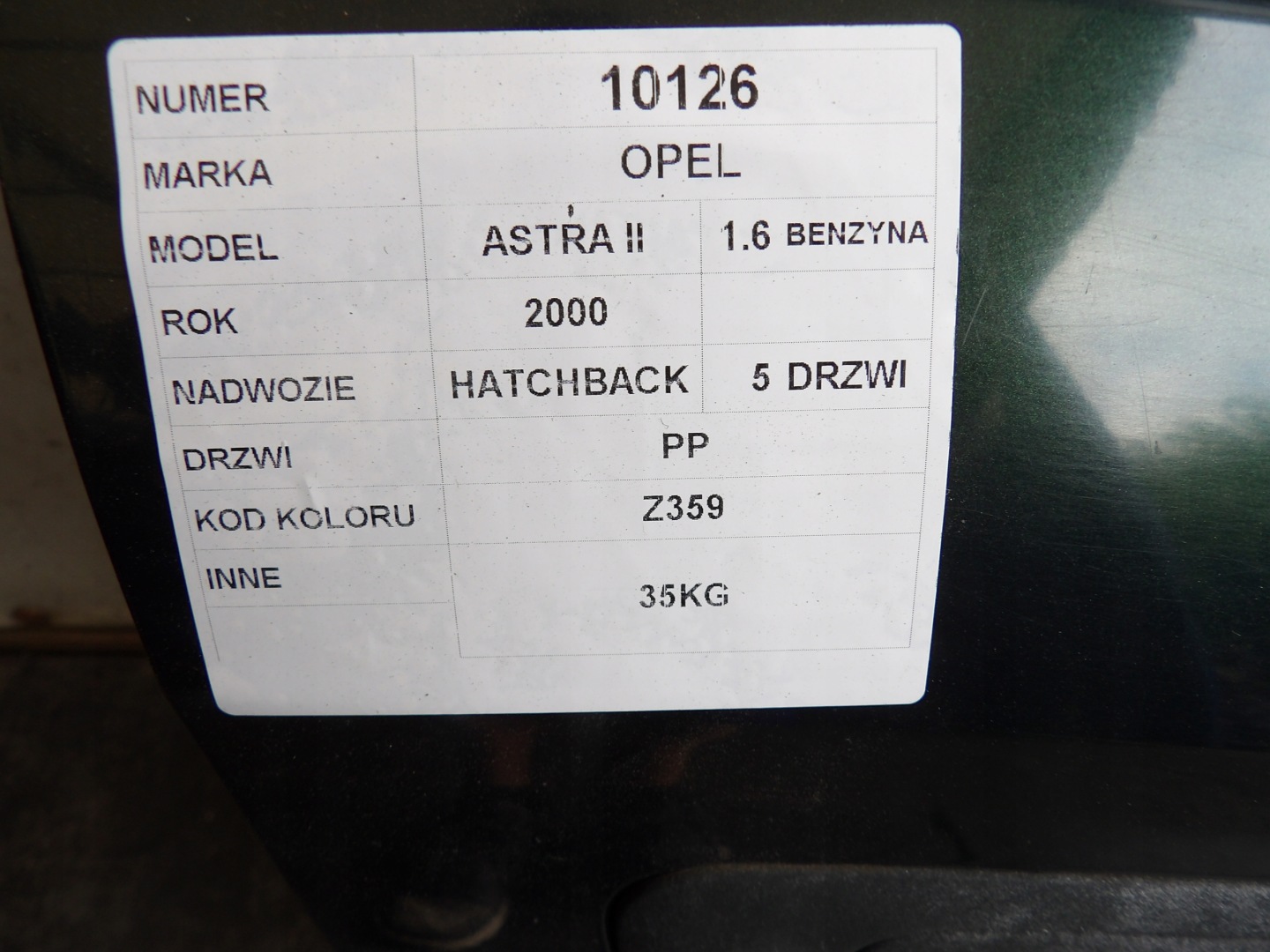 Opel Astra II door front right Z359 5D