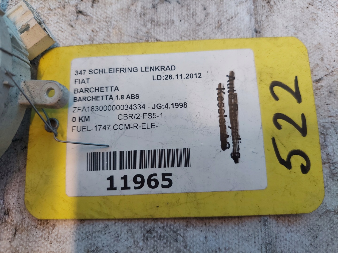 ring airbag FIAT BARCHETTA