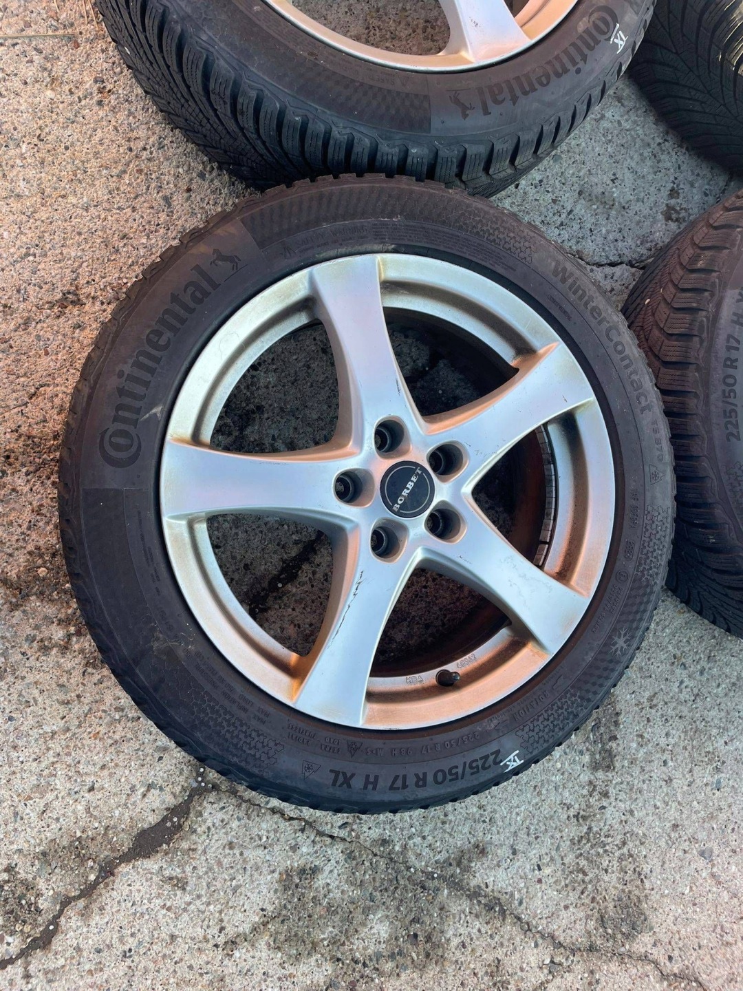 wheels discs aluminium tyre CONTINENTAL 225/50R17 ZIMA