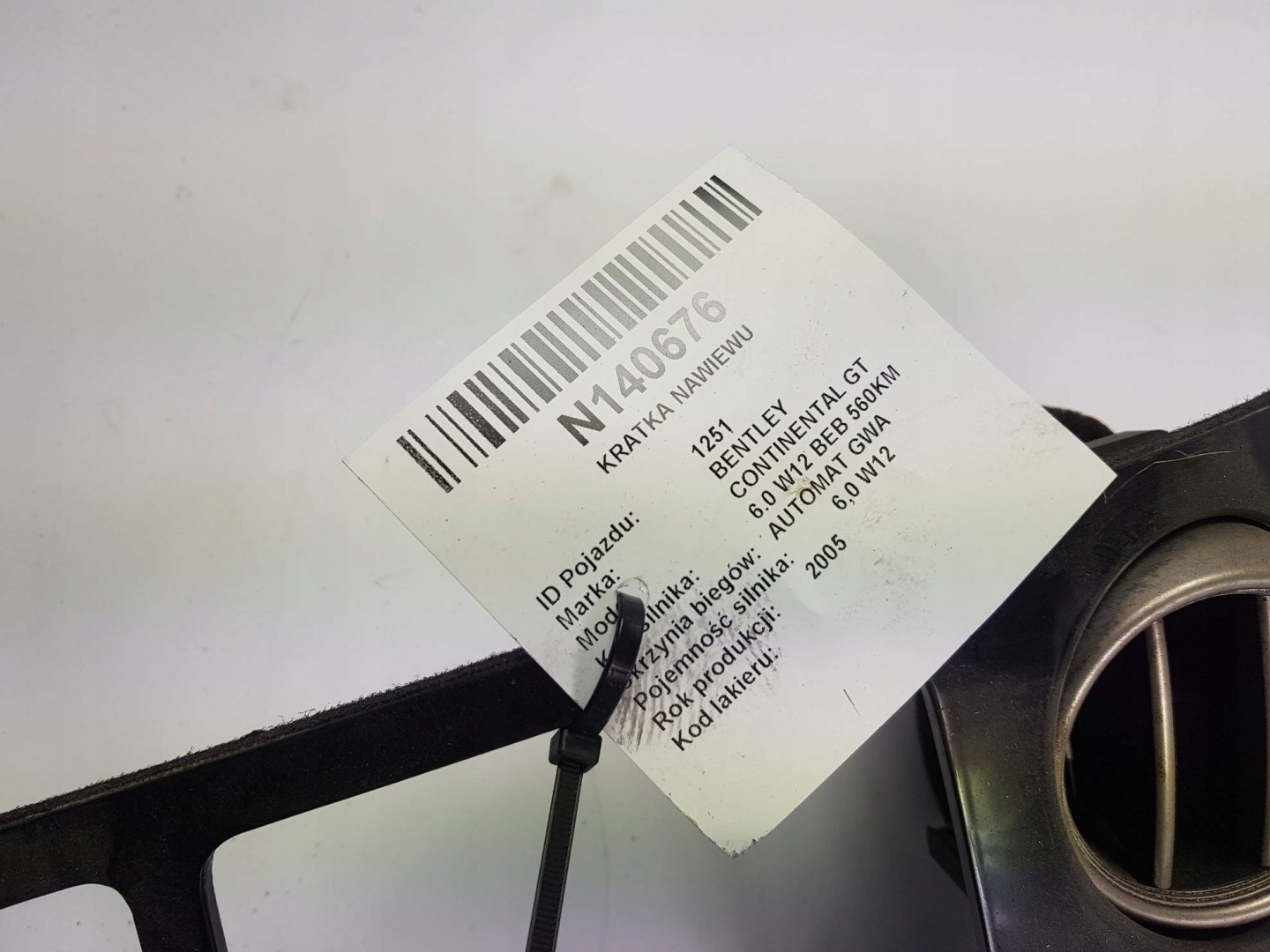grid air conditioning devices 3W0919204J BENTLEY CONTINENTAL GT