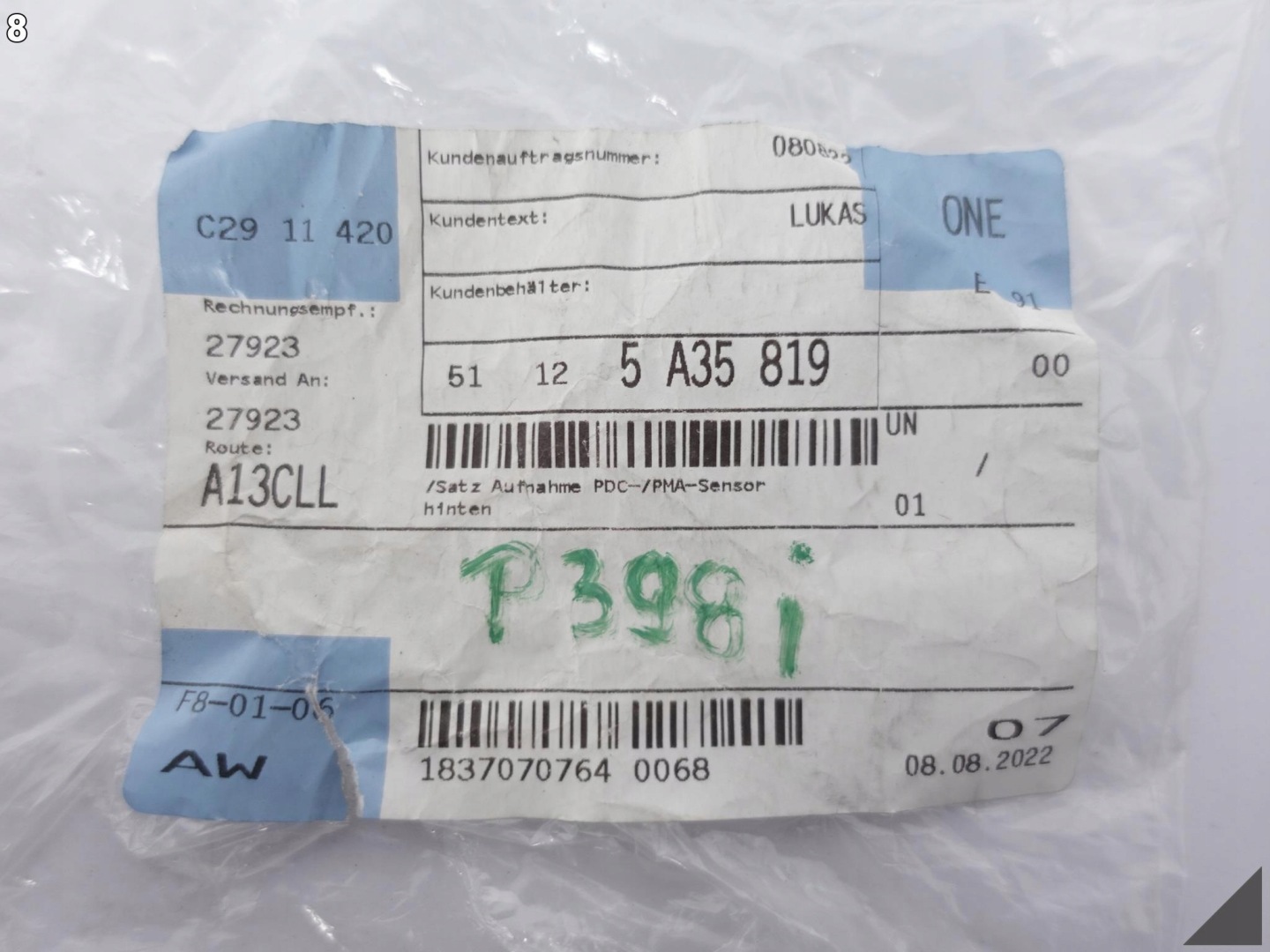 BMW 5 G31 LIFT 20- KOSZYK Halter Halter PDC