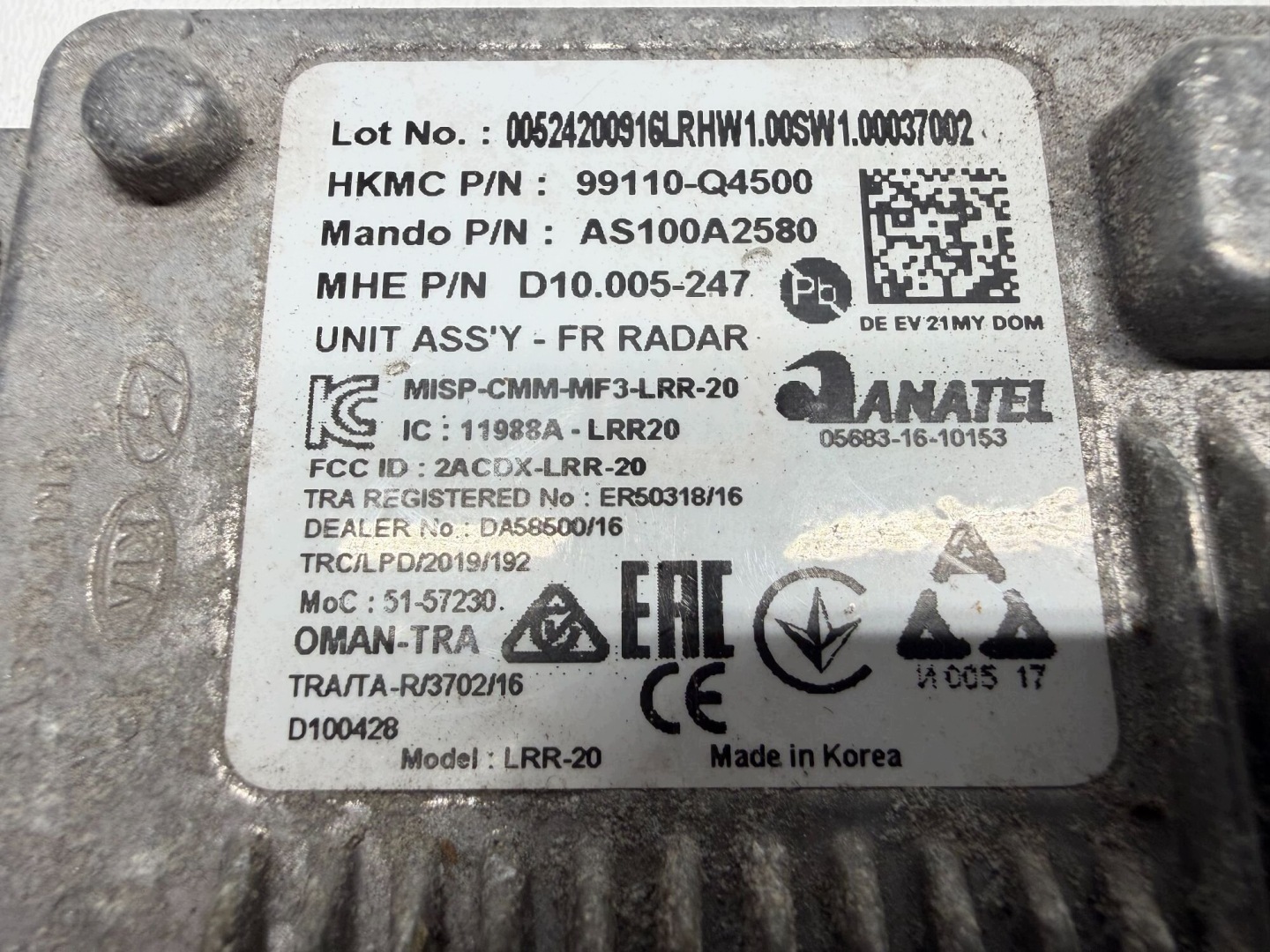 RADAR DISTRONIC KIA NIRO e 99110-Q4500 2017-2022