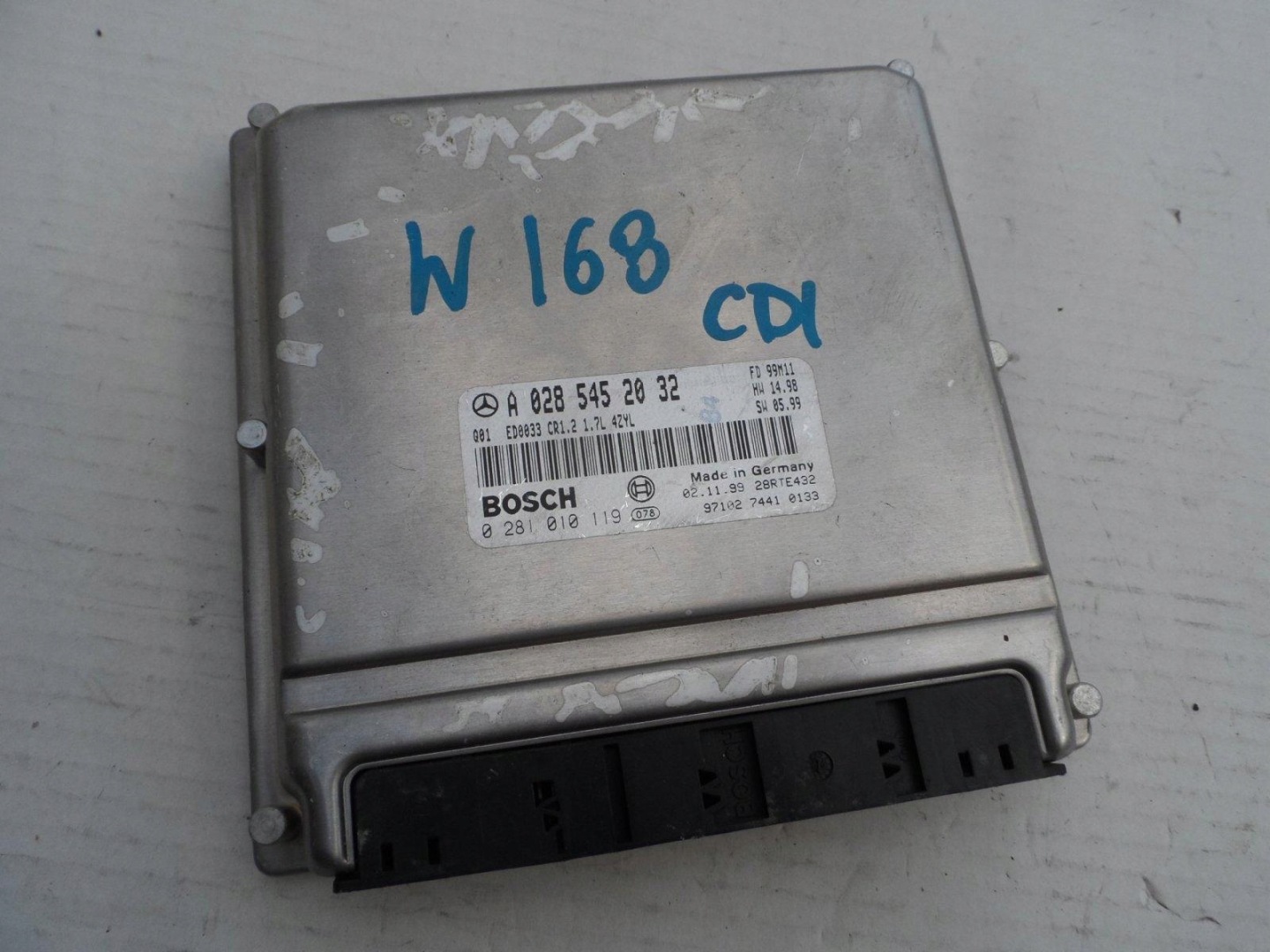 control unit computer MERCEDES A-KLASA W168 168 1.7 CDI 0281010119 A0285452032
