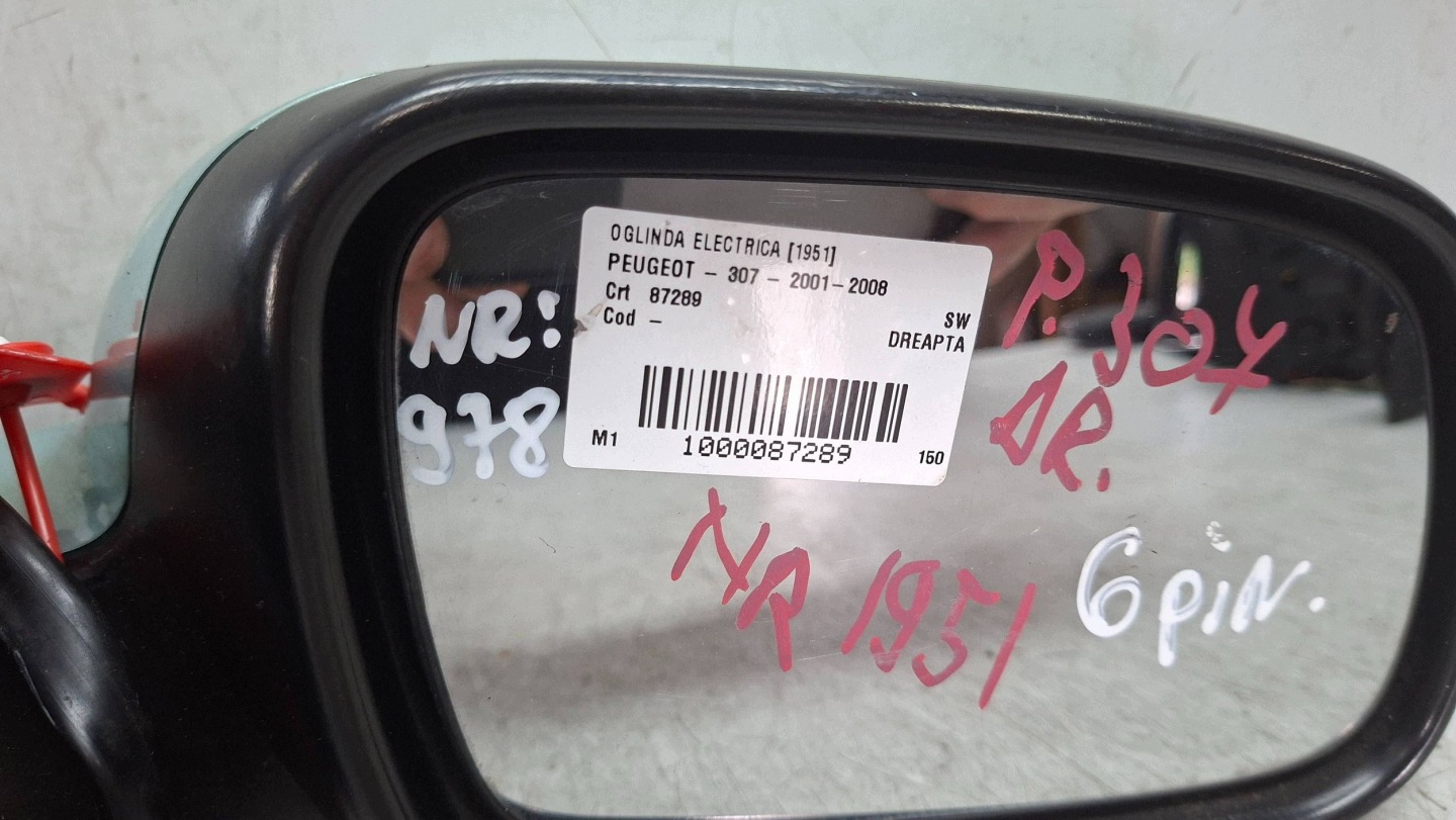 mirror right 6 vertical 96347734XT PEUGEOT 307 2001