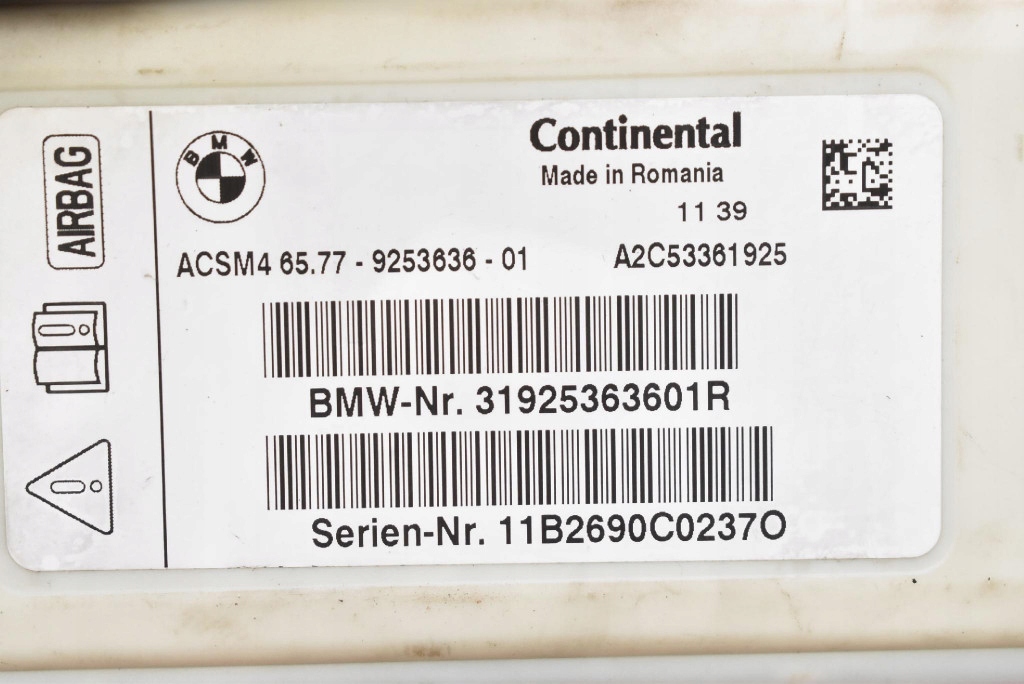 modulo SENSOR airbag airbag 9253636 BMW X3 F25 10-15
