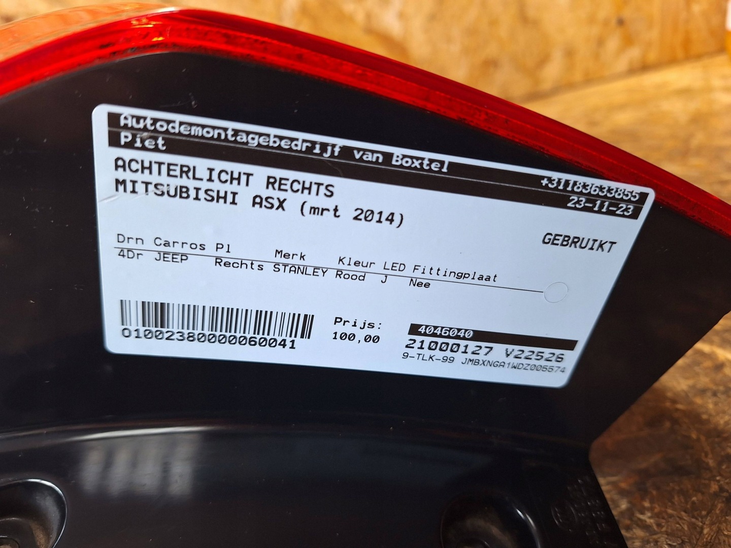 light rear part right MITSUBISHI ASX and 10-19 LED