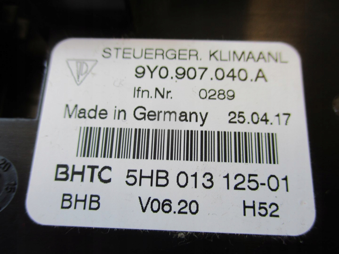 module control unit MSB 9Y0907040A