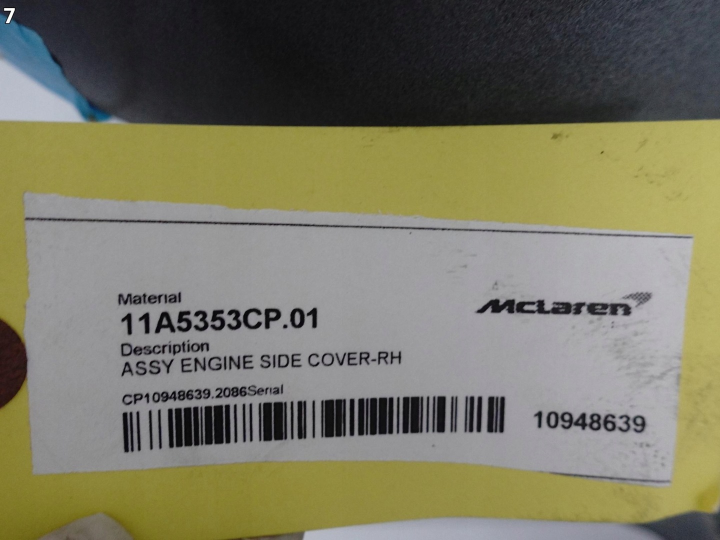 MCLAREN MP4-12C 12C 11-14 motor cover covering PANEL right