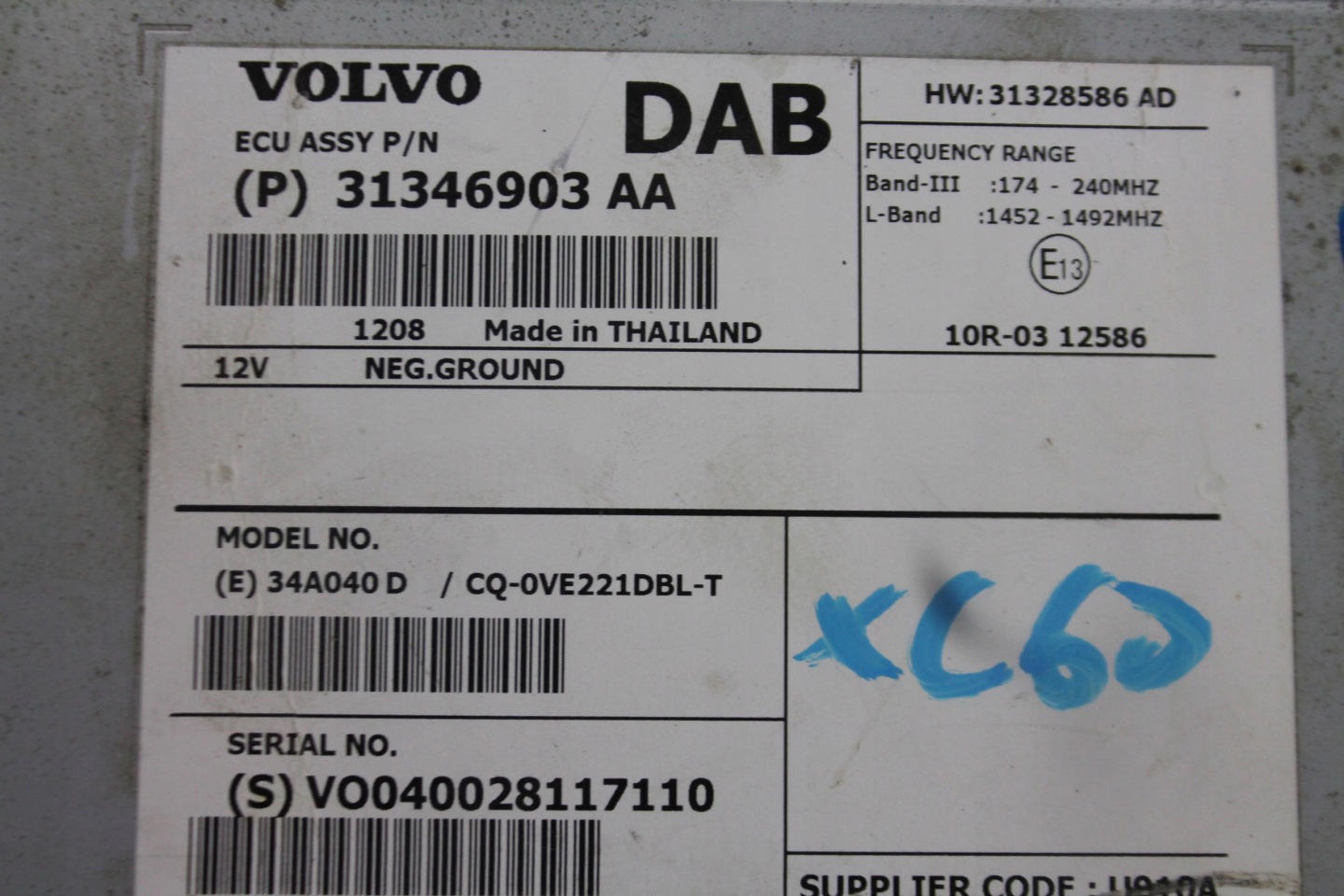 CENTRALINA MODULO TUNER RADIA 31346903AA VOLVO XC60 E 08-13