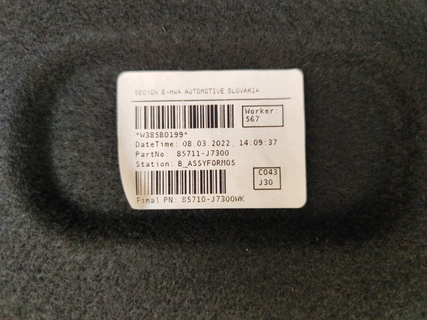 mats floor boot KIA CEED III 3 KOMBI 85711-J7300