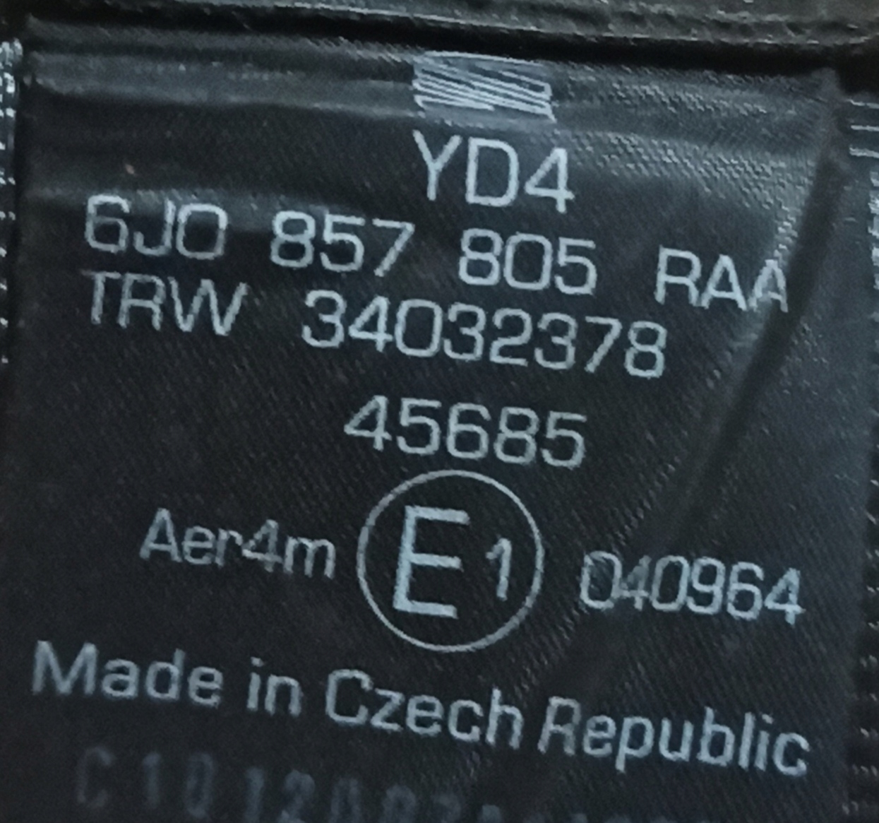 GURTEN SICHERHEITS SEAT IBIZA 6J0 857 805 RAA