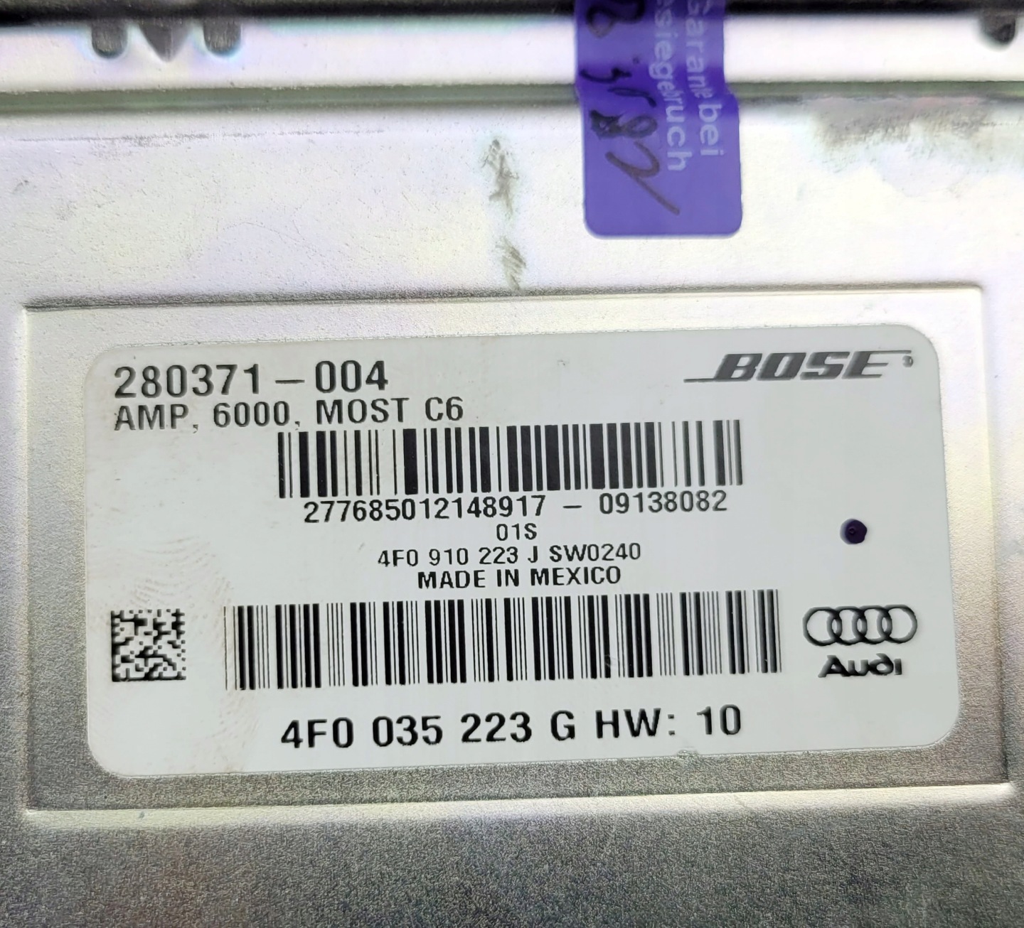 AUDI A6 C6 amplifier BOSE radio 4F0035223G damaged