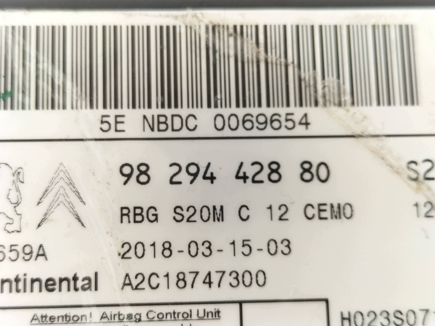 SENSOR airbag 9829442880 Citroen C3 III (2016-2024)
