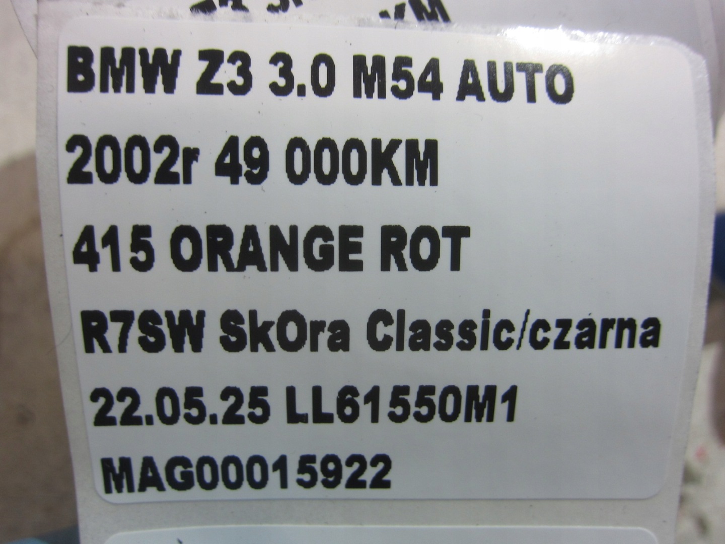 BMW Z3 E36 mats floor front black DYWANY 51478413491 8413491
