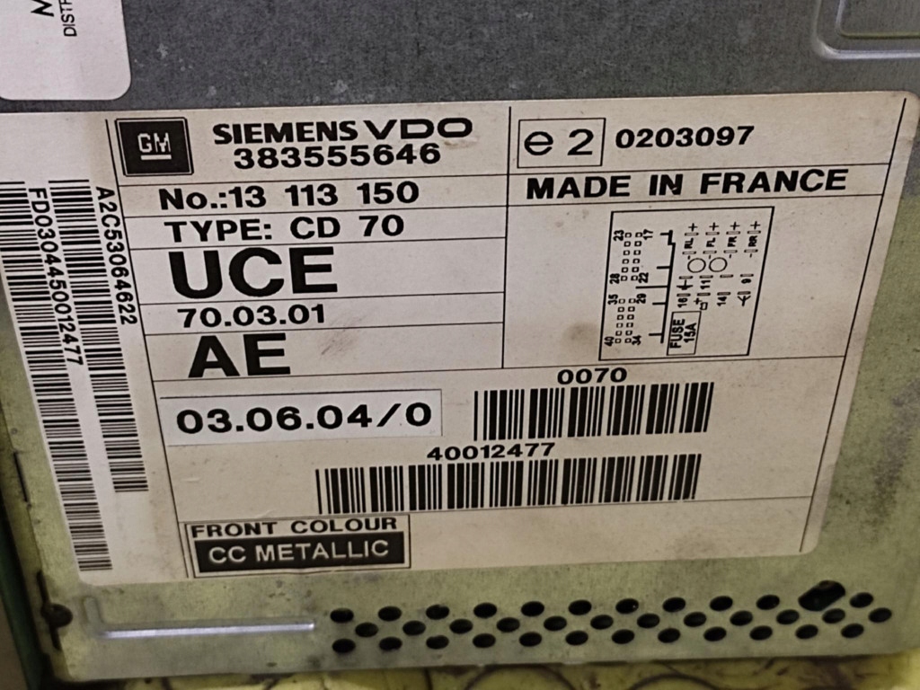 OPEL VECTRA C RADIO 13113150
