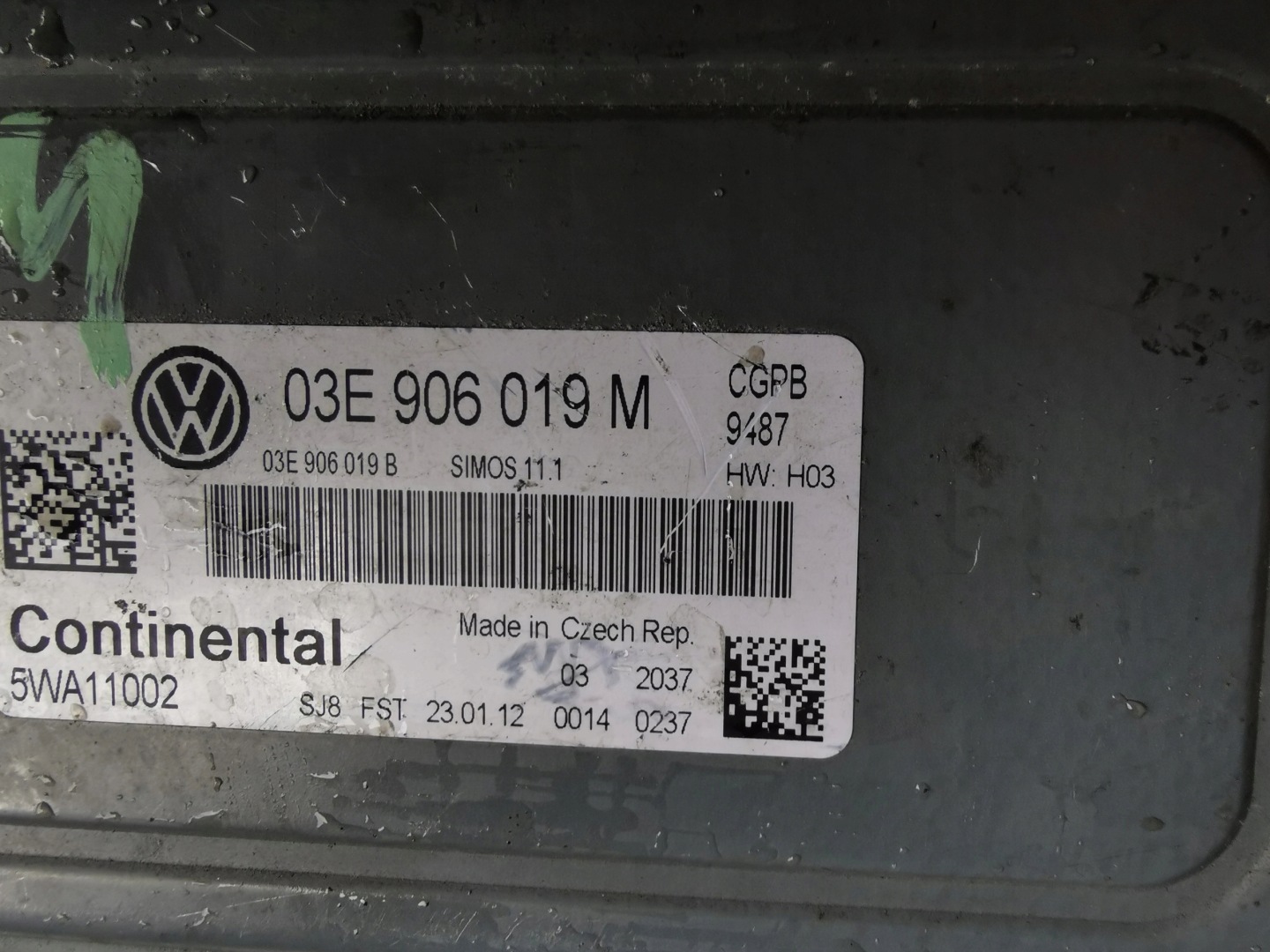 VW POLO 1.2B 5WA11002 03E906019M Computer ECU