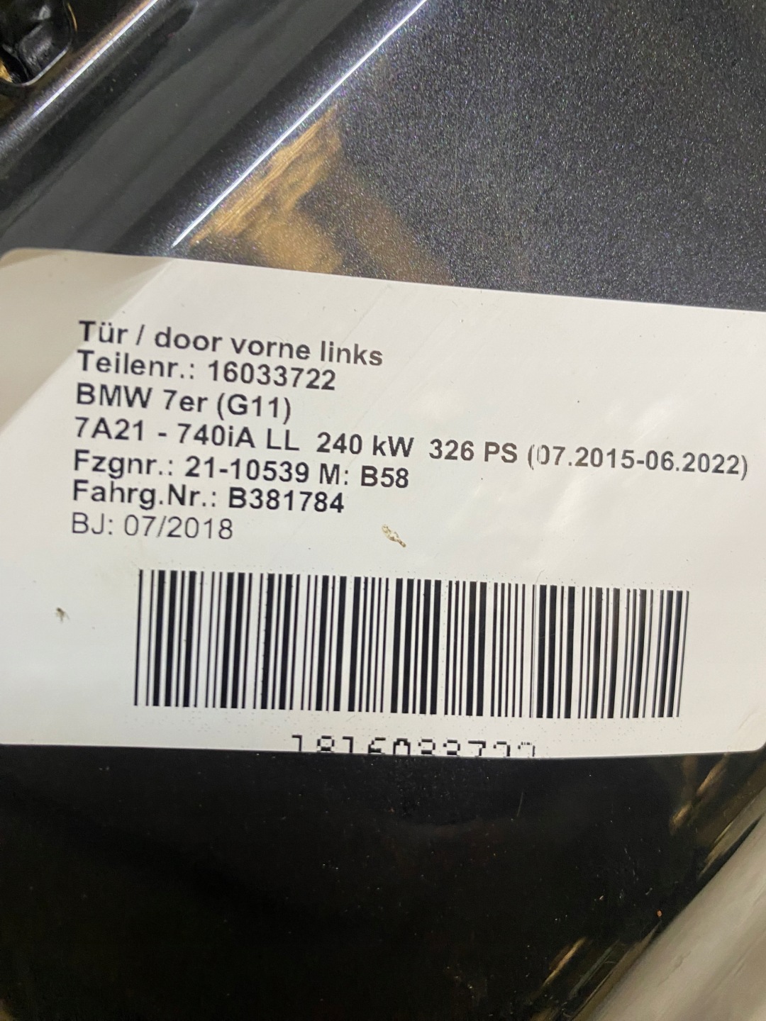 BMW 7 G11 G12 LCI door left front front A90