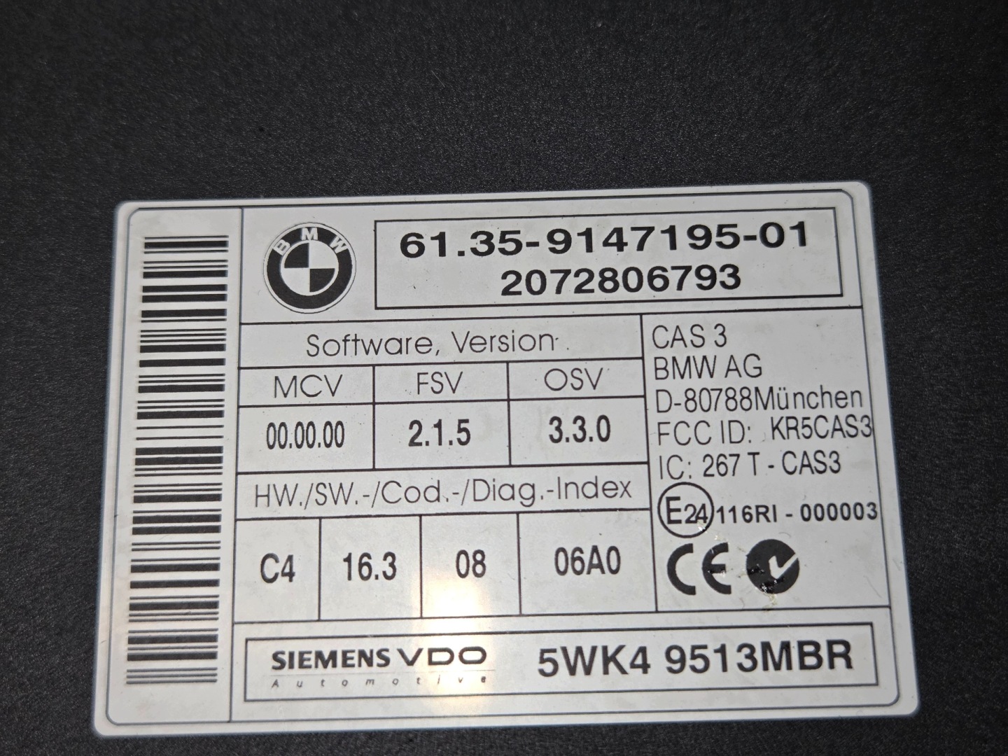 upravljačka jedinica komfora BMW E87 OE 9147195