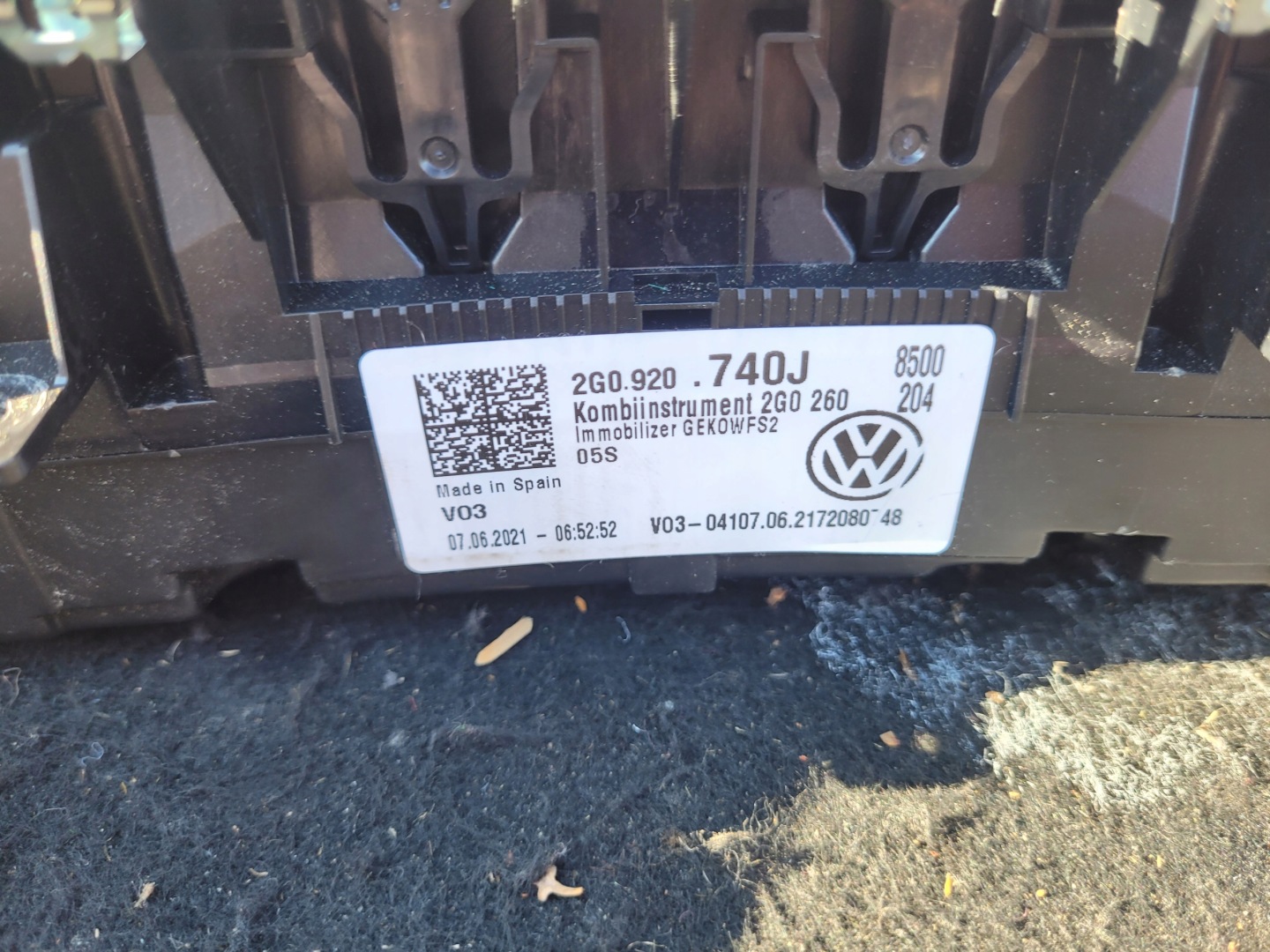 dials dials VW VOLKSWAGEN POLO 2G 2G0920740J