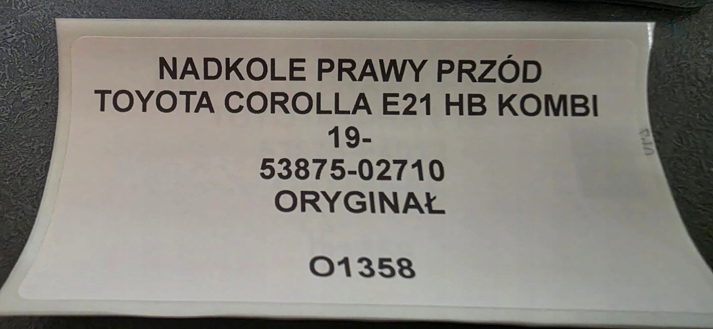 mudguard right front TOYOTA COROLLA E21 HB KOMBI 19- original 53875-02710