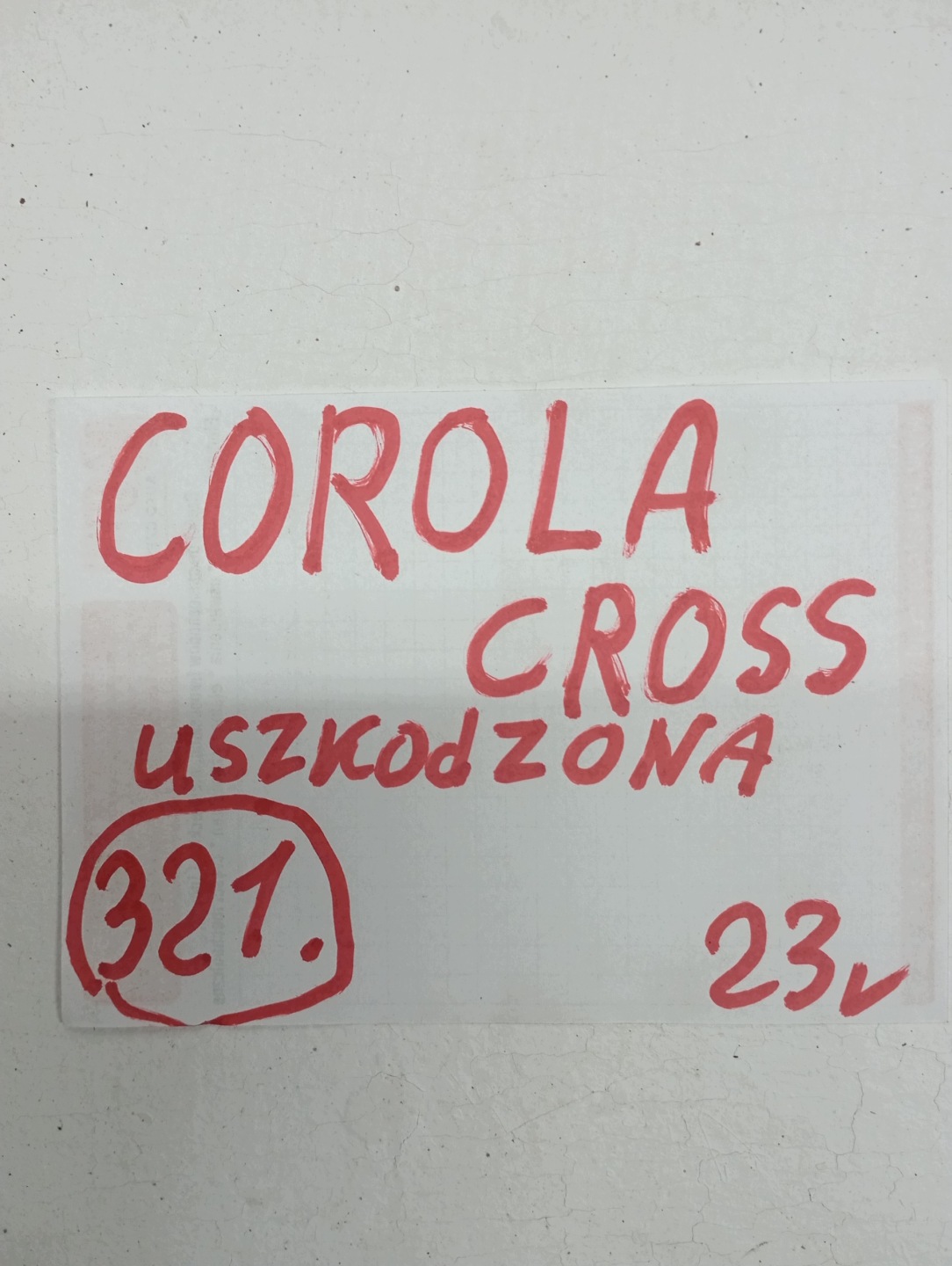 dashboard TOYOTA COROLLA CROSS 23R