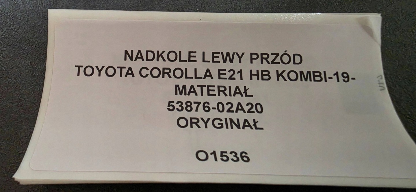 mudguard left front TOYOTA COROLLA E21 HB KOMBI 19- original 53876-02A20