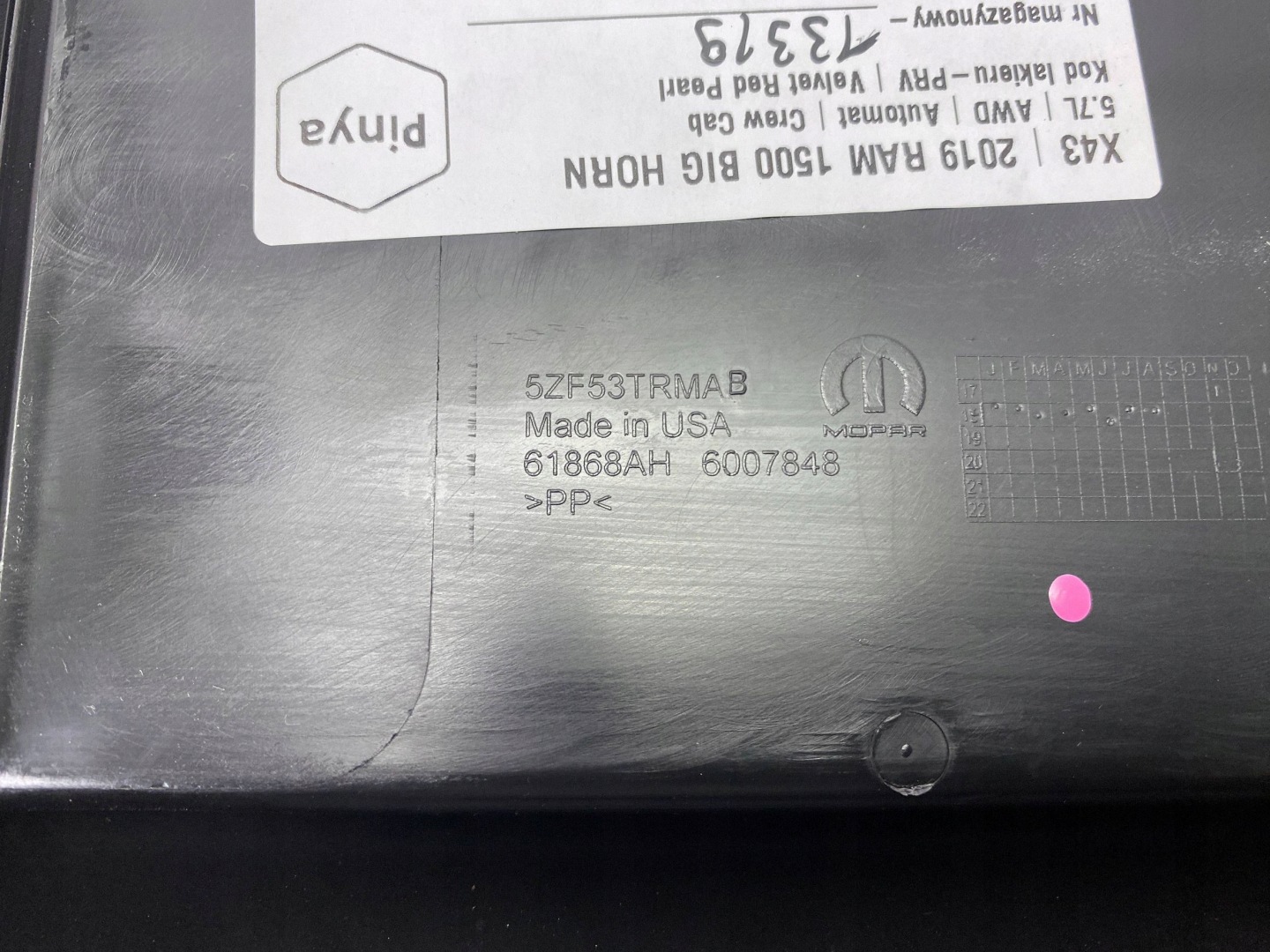 Tunel central passenger compartment Dodge Ram 1500 DT 2019+