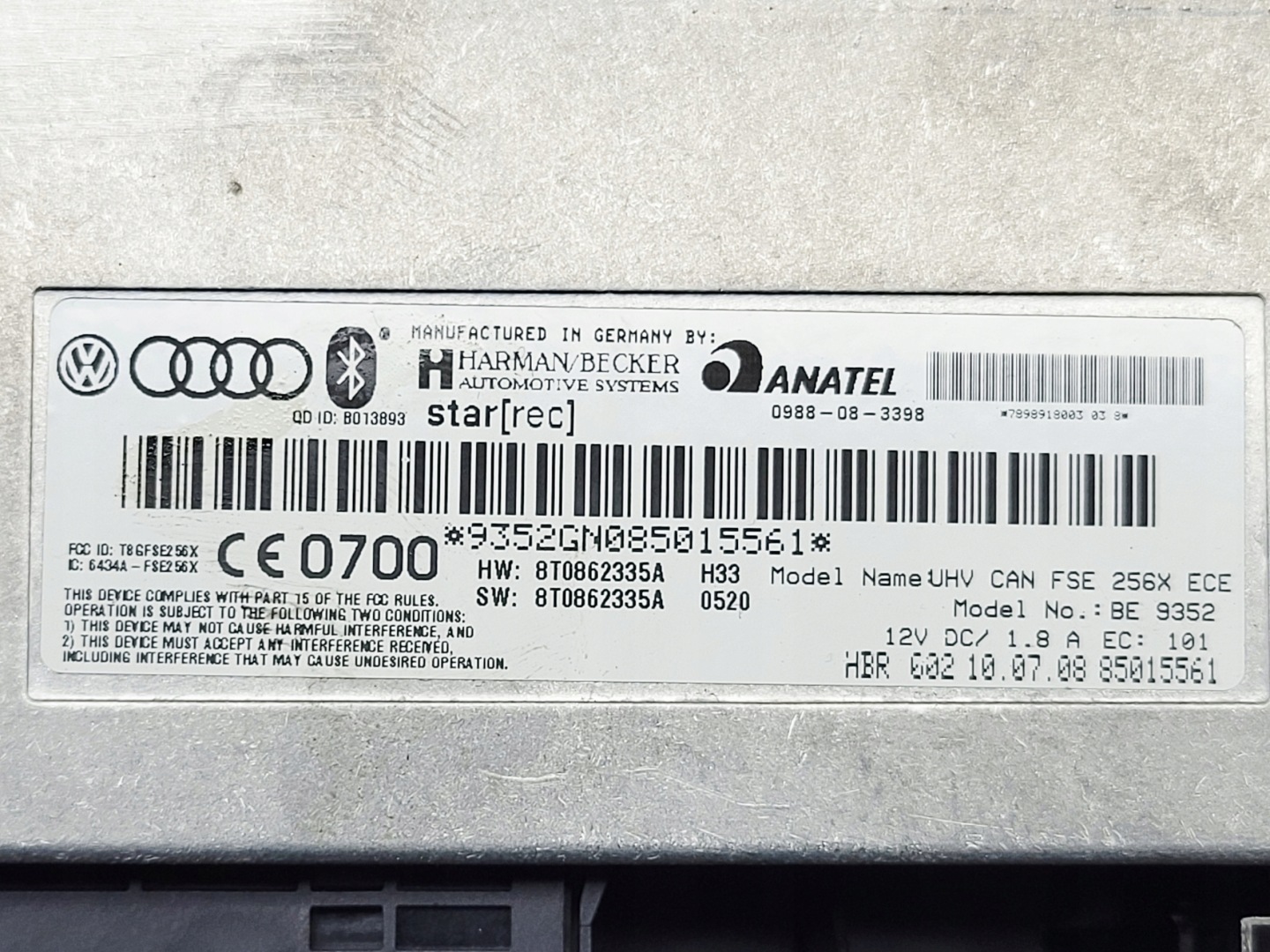 Module BLUETOOTH Audi A4 B8 2.0 TDI 8T0862335A europa Berline
