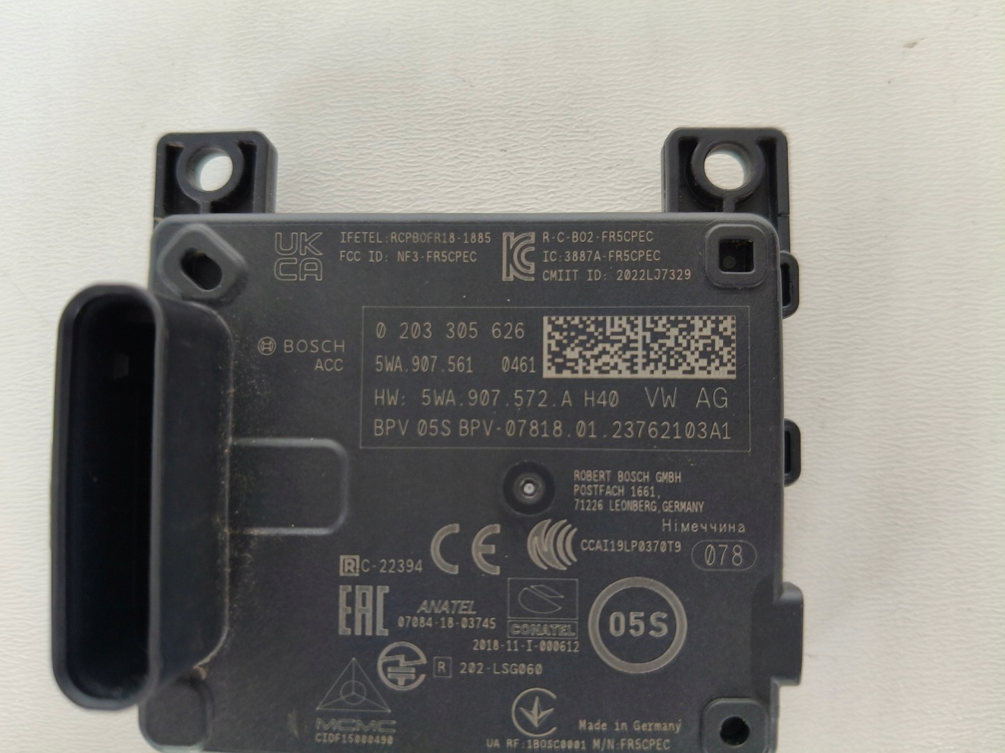 RADAR DISTRONIC ACC Sensor VW AUDI SKODA 5WA907561