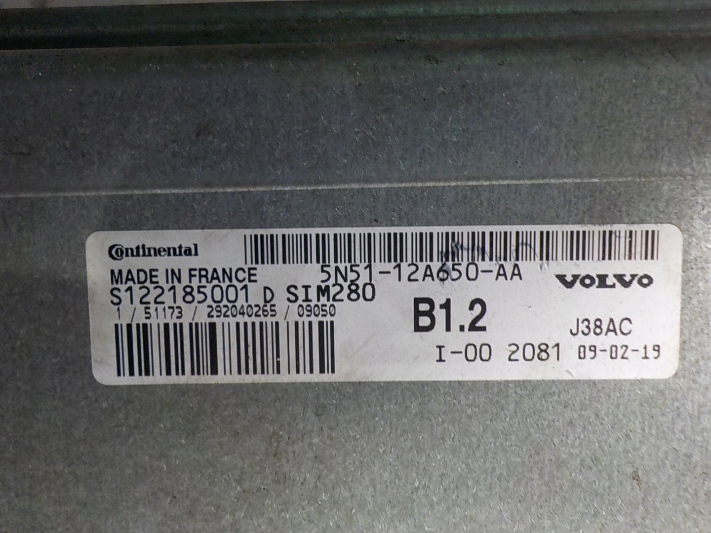 VOLVO computer control unit 5N51-12A650-AA S122185001D B1.2