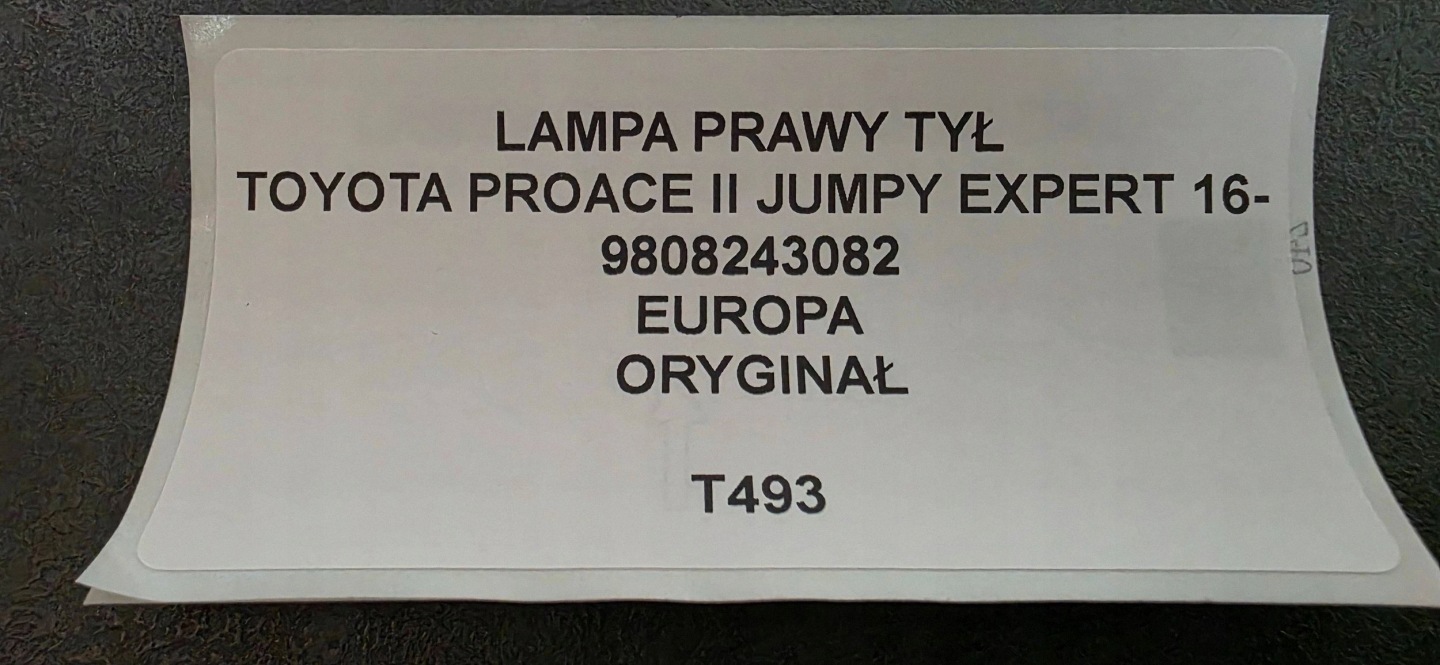 light rear right side Citroen Jumpy 9808243082