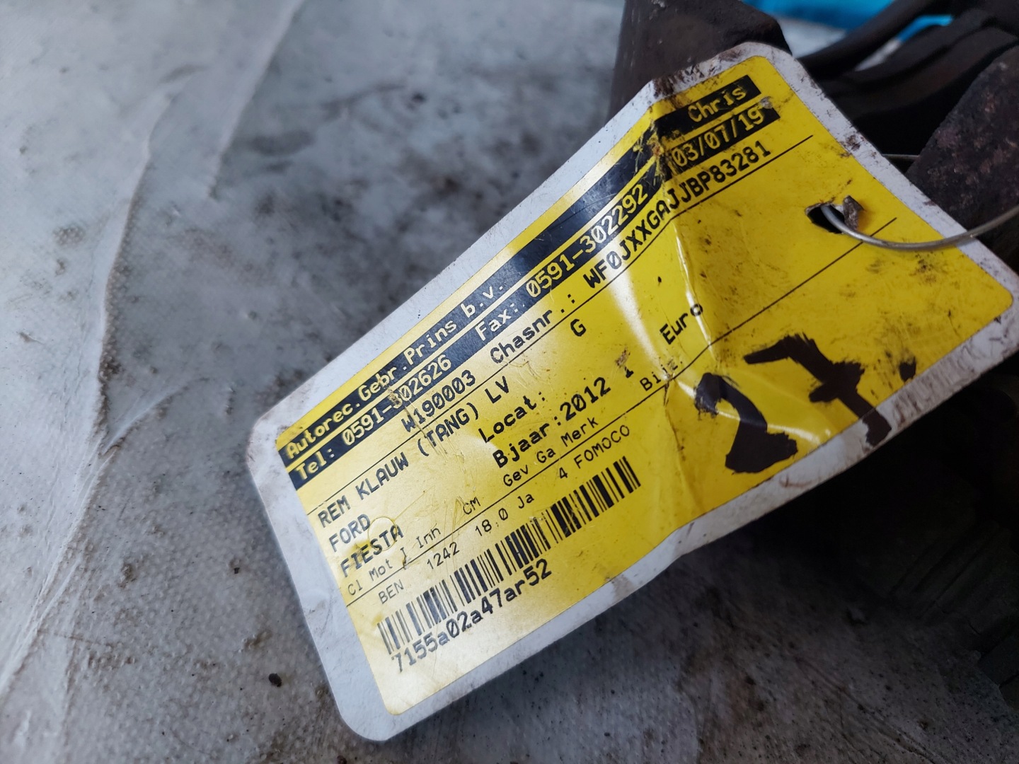 caliper FORD FIESTA MK7 1.25 B LP TRW 3736/E 23V
