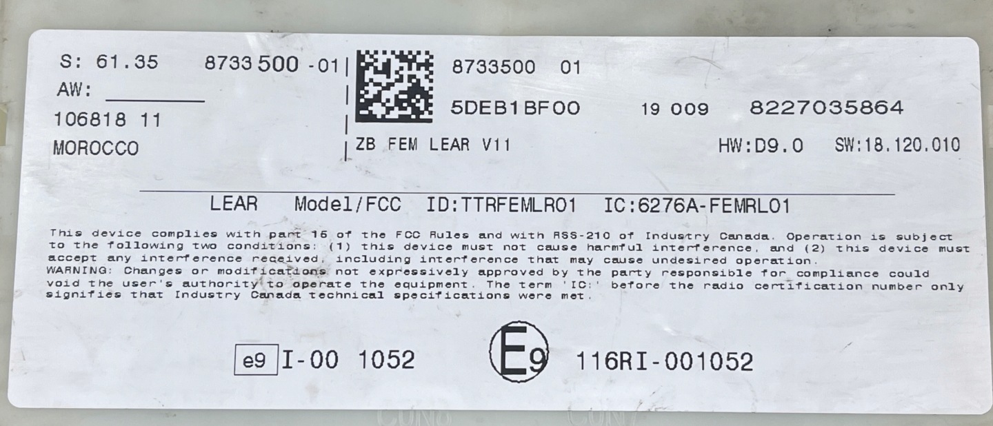 M8 control unit module BDC FEM BMW 1 F20 8733500