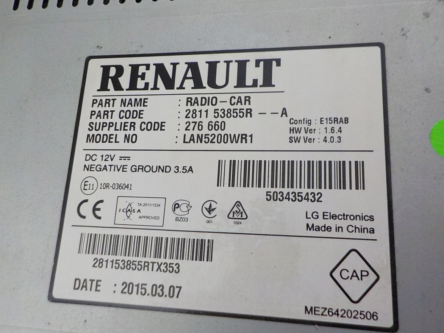 DACIA SANDERO e RADIO navigazione originale 281153855R