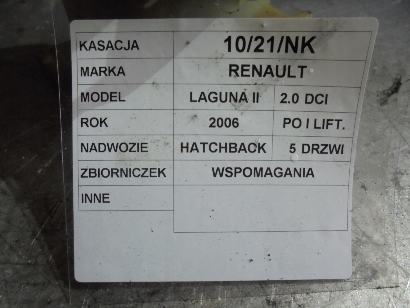 serbatoio SERVOSTERZO Renault Laguna II 8200005185