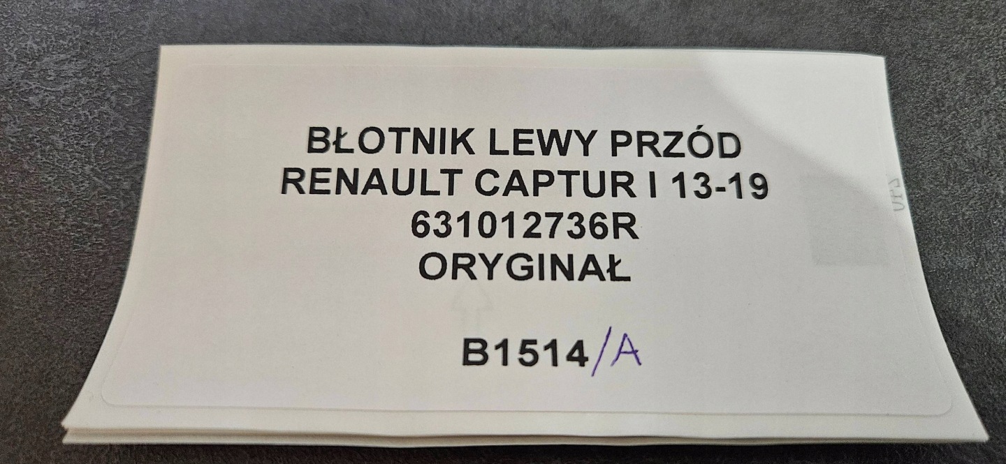 parafango sinistra Anteriore RENAULT CAPTUR e 13-19 Originale 631012736R