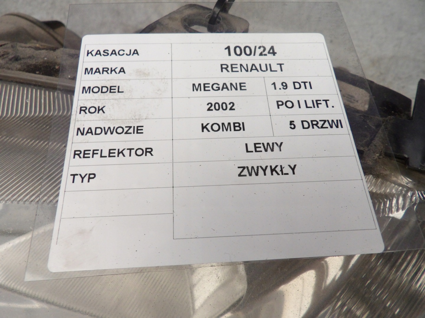 Renault Megane II light front left lift