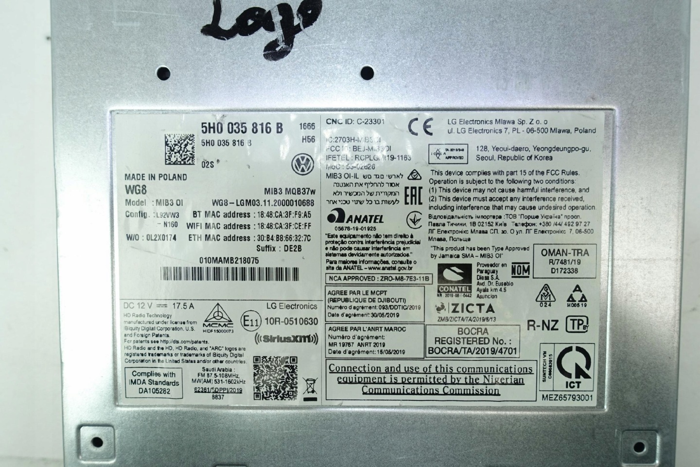 player MULTIMEDIA MIB3 VW GOLF VIII 8 5h0035816b