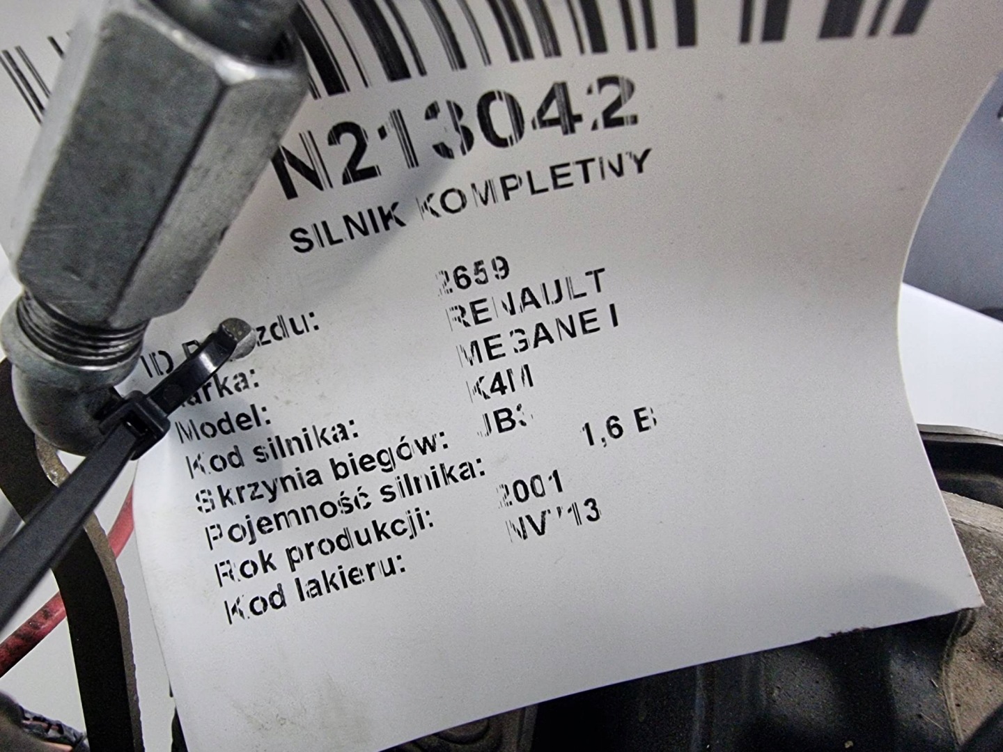 engine complete K4MA708 1.6 107 KM RENAULT MEGANE and
