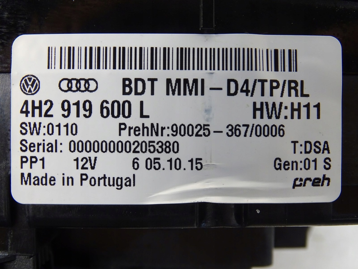 Bedienteil MMI AUDI A8 S8 D4 4H2919600L