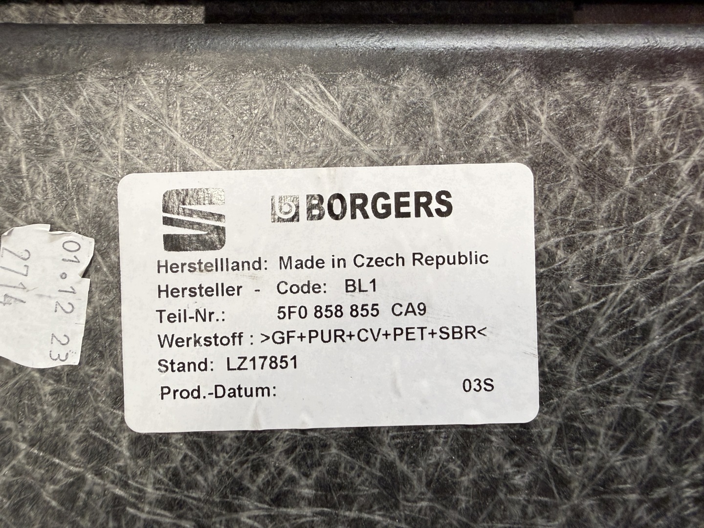 SEAT CUPRA LEON 5FA floor boot 5F0858855