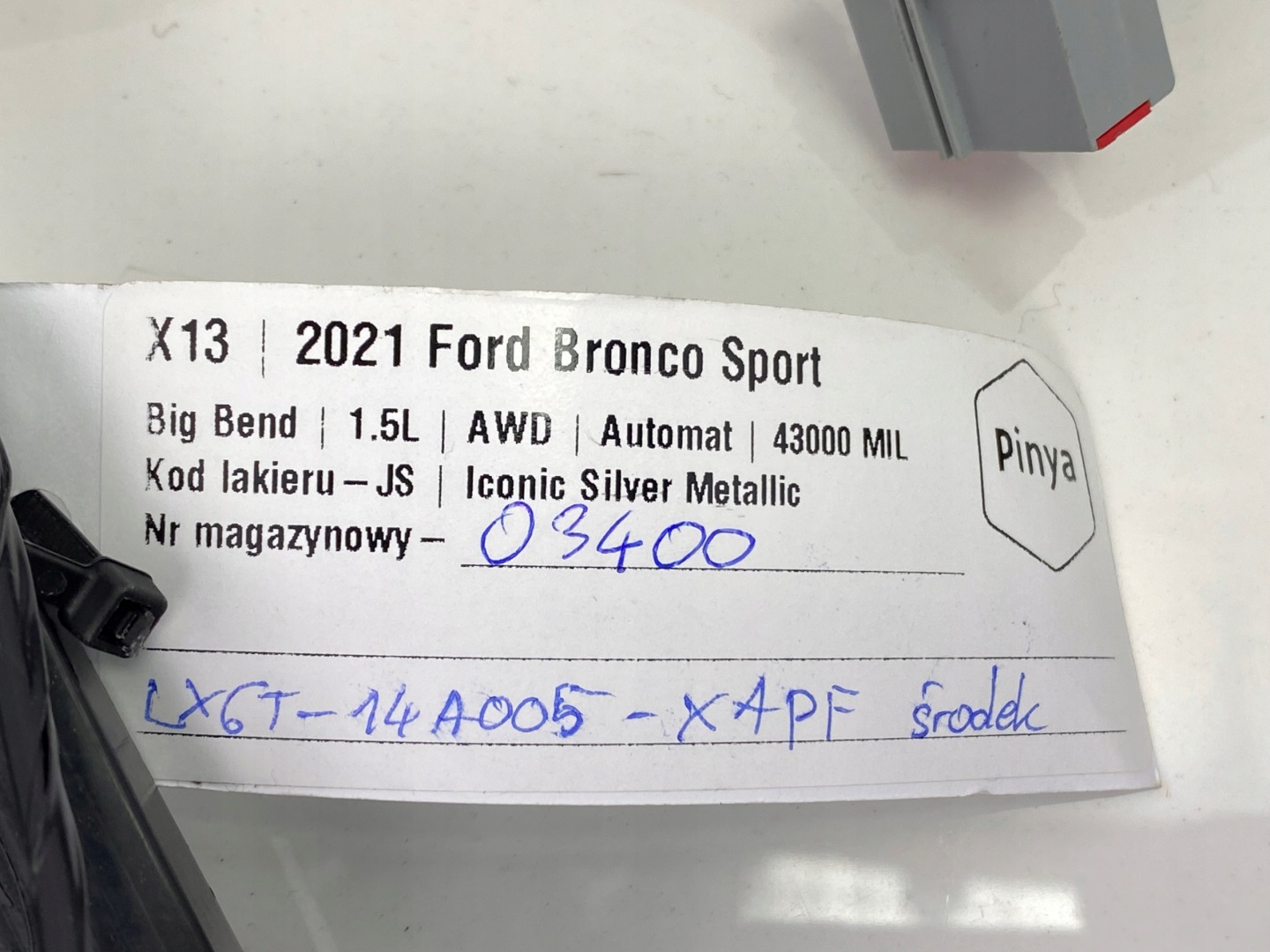 cablaggio cabina interna Ford Bronco Sport 2020+ USA