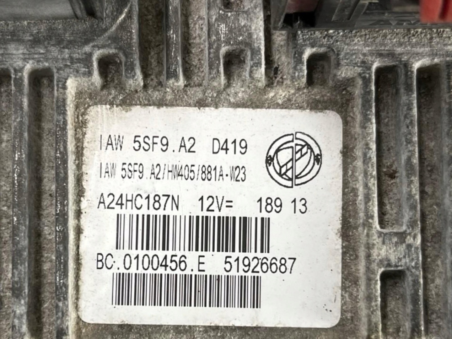 control unit of the engine Fiat Punto 3 2nd facelift 2014 51926687