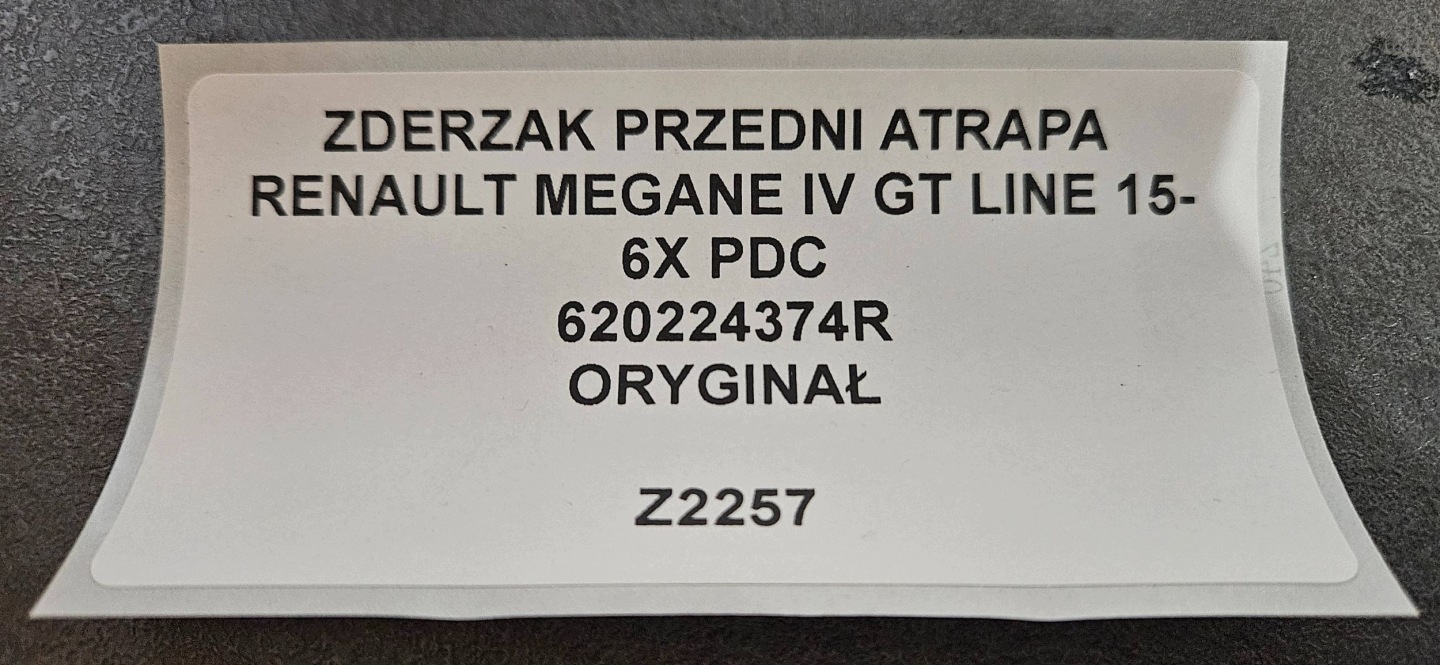 front bumper grille RENAULT MEGANE IV GT LINE 15- 6XPDC 620224374R