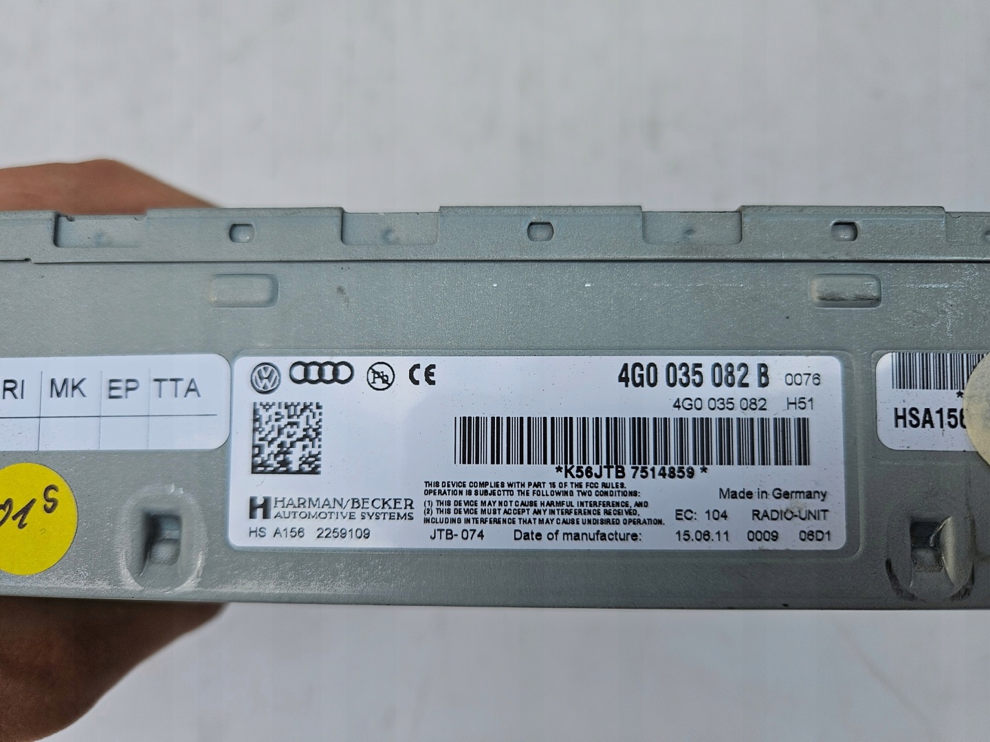 control unit TUNER RADIA radio AUDI A6 C7 A7 4G 4G0035082B
