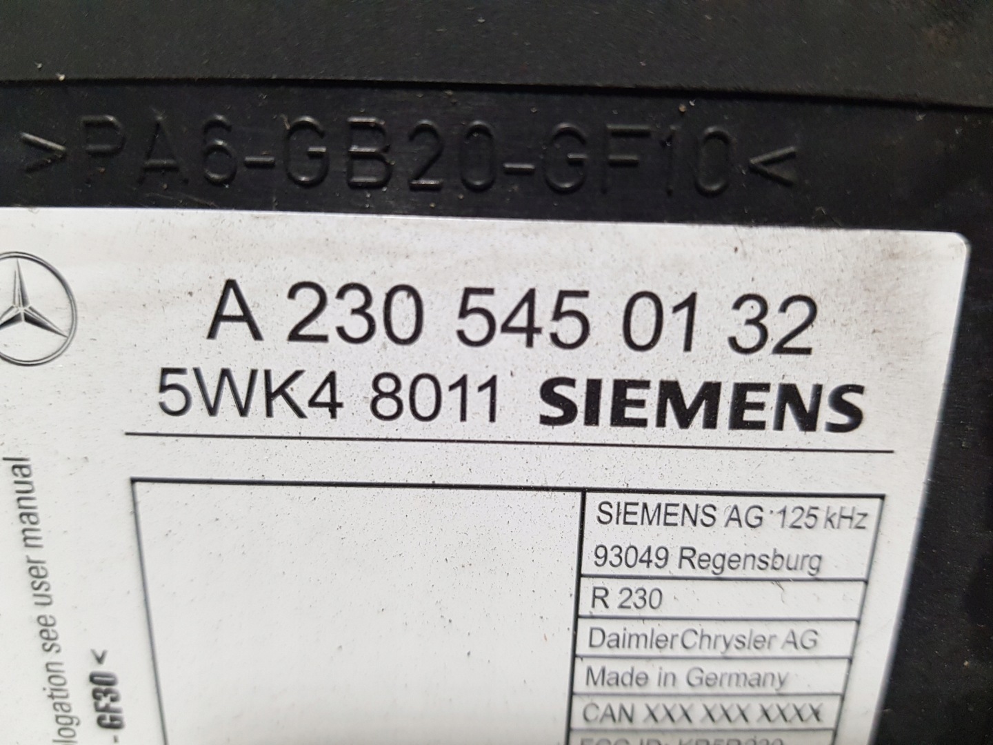 module control unit KEYLESS GO MERCEDES W221 SL R230 W230 A2305450132
