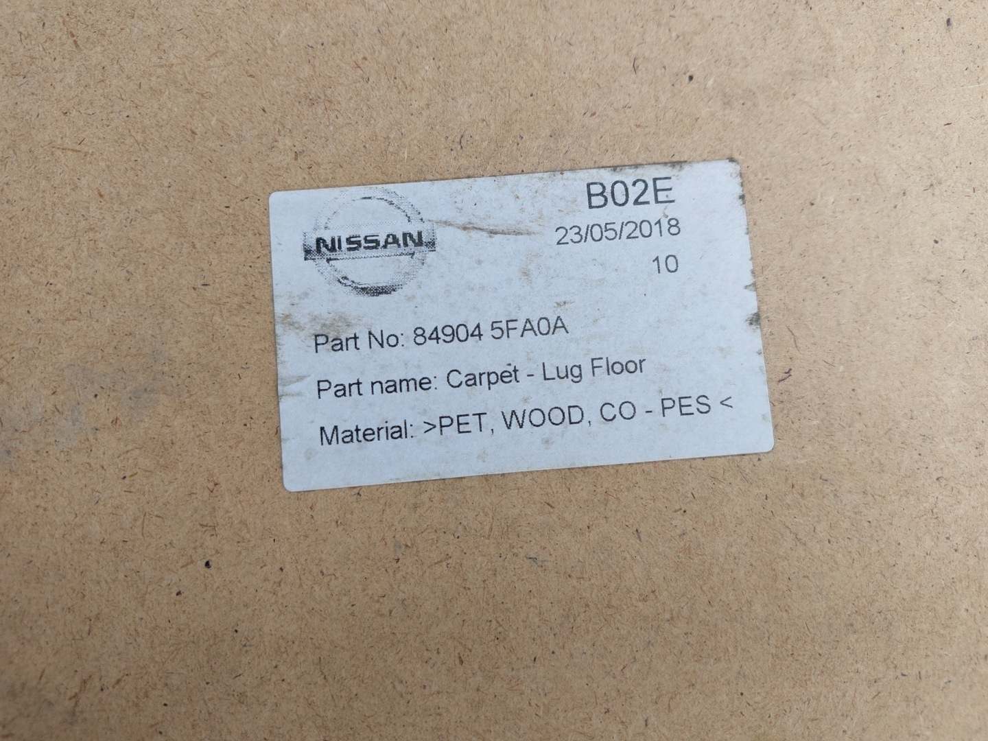 mats carpet boot Nissan MICRA K14 849045FA0A