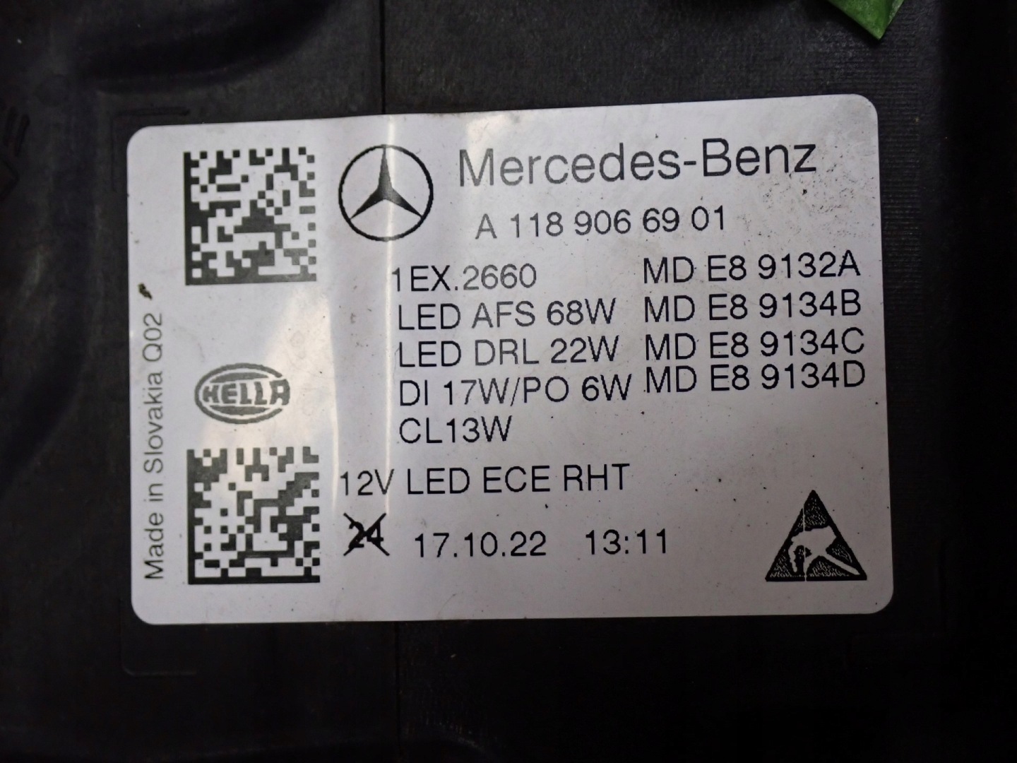 light left REFLEKTOR left FULL LED MERCEDES CLA 118 2019- A1189066901